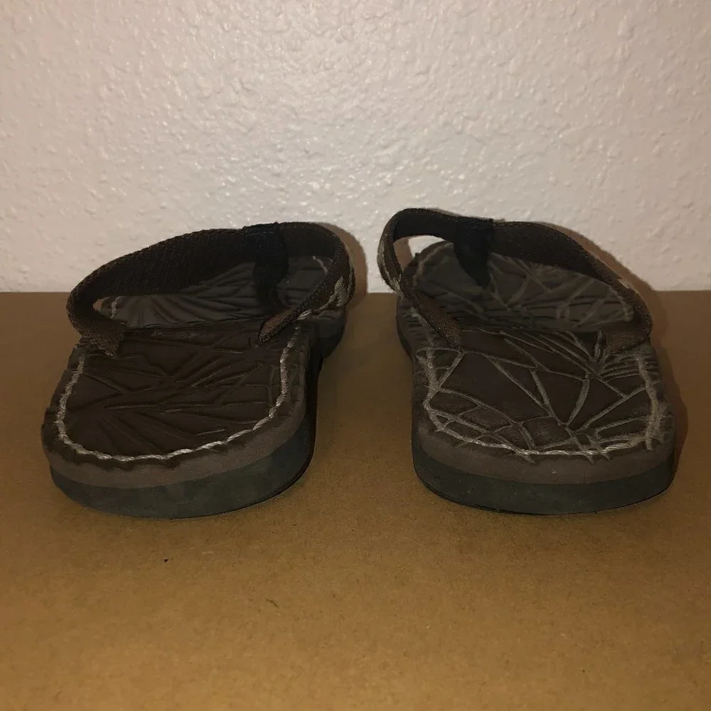 RALPH LAUREN Flip Flop Sandals Men's Size 6 Brown Flag Tag